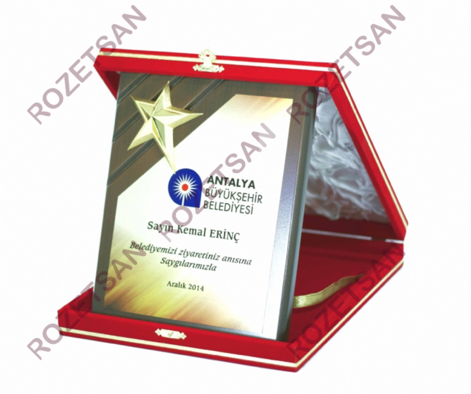 Köşe Yıldızlı Elit Ahşap Plaket